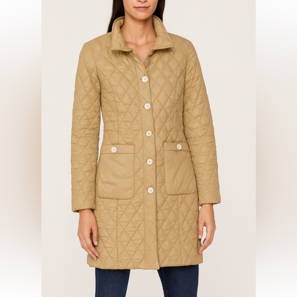 PATTY KIM Light Weight Quilted Beige Women's Puffer Coat Size XS